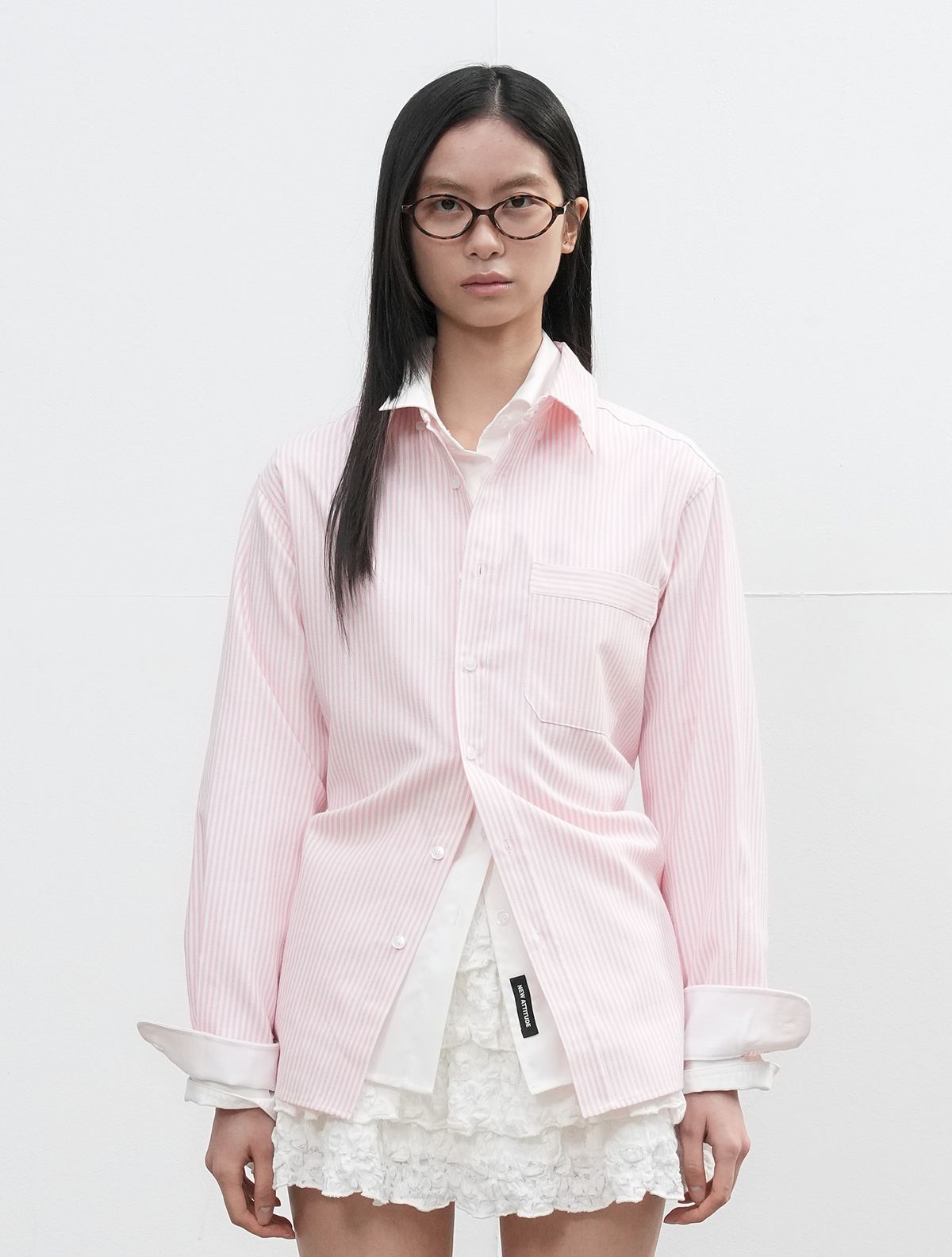 제너럴아이디어(GENERALIDEA) UNISEX 레귤러핏 옥스포드 스트라이프 셔츠 [PINK] / SBE3U03001