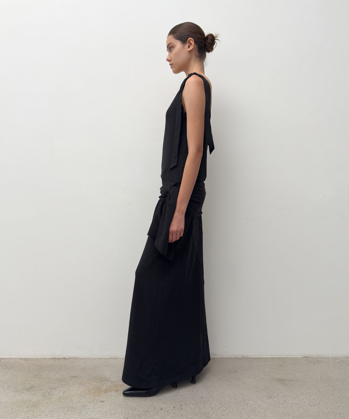 다이애그널(DIAGONAL) DOUBLE LAYERED LONG DRESS (black)