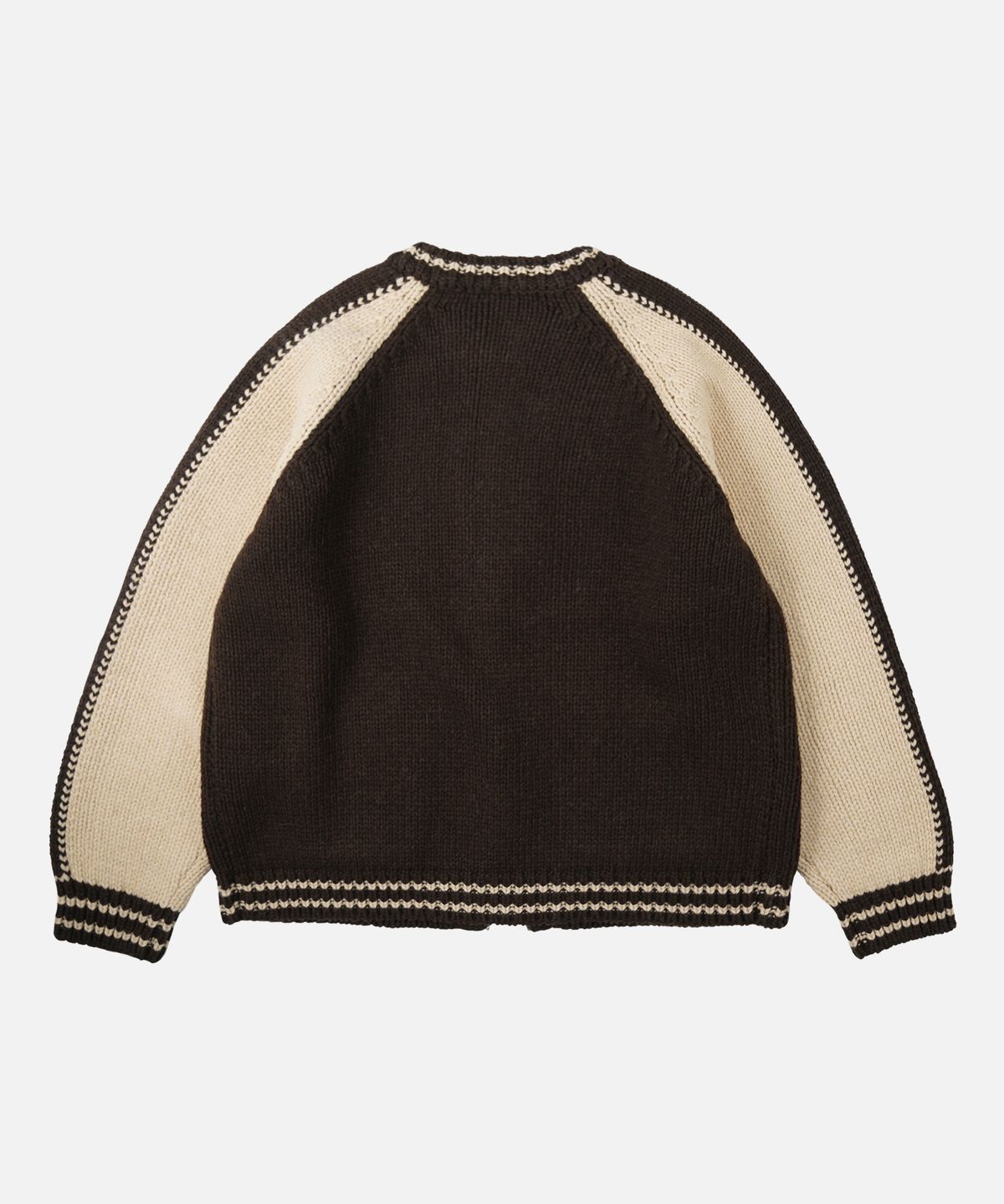 프리즘웍스(FRIZMWORKS) WOOL VARSITY ZIP UP CARDIGAN _ BROWN