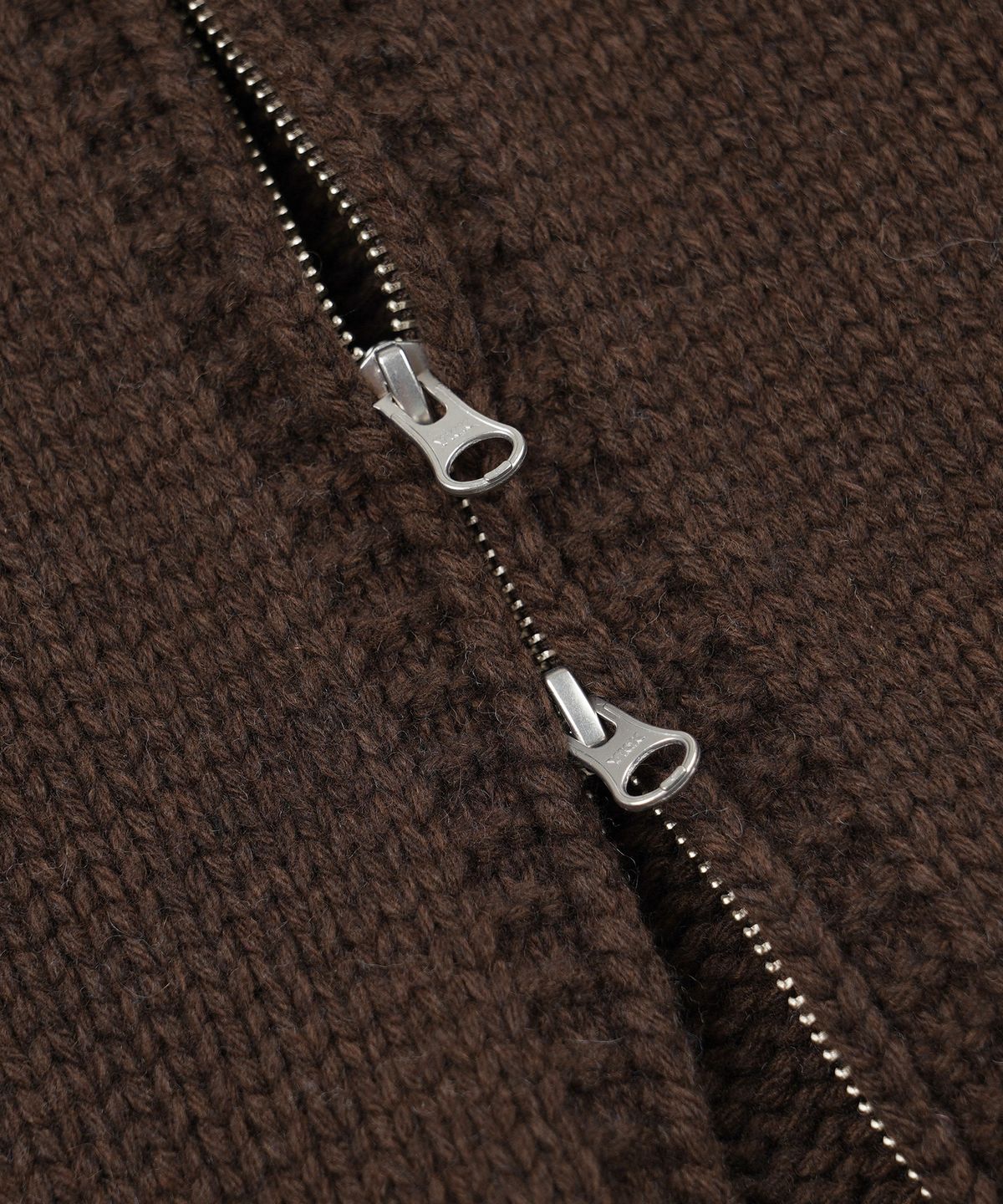 프리즘웍스(FRIZMWORKS) WOOL VARSITY ZIP UP CARDIGAN _ BROWN
