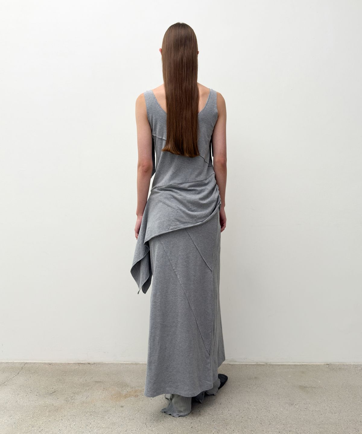 다이애그널(DIAGONAL) DOUBLE LAYERED LONG DRESS (melange grey)