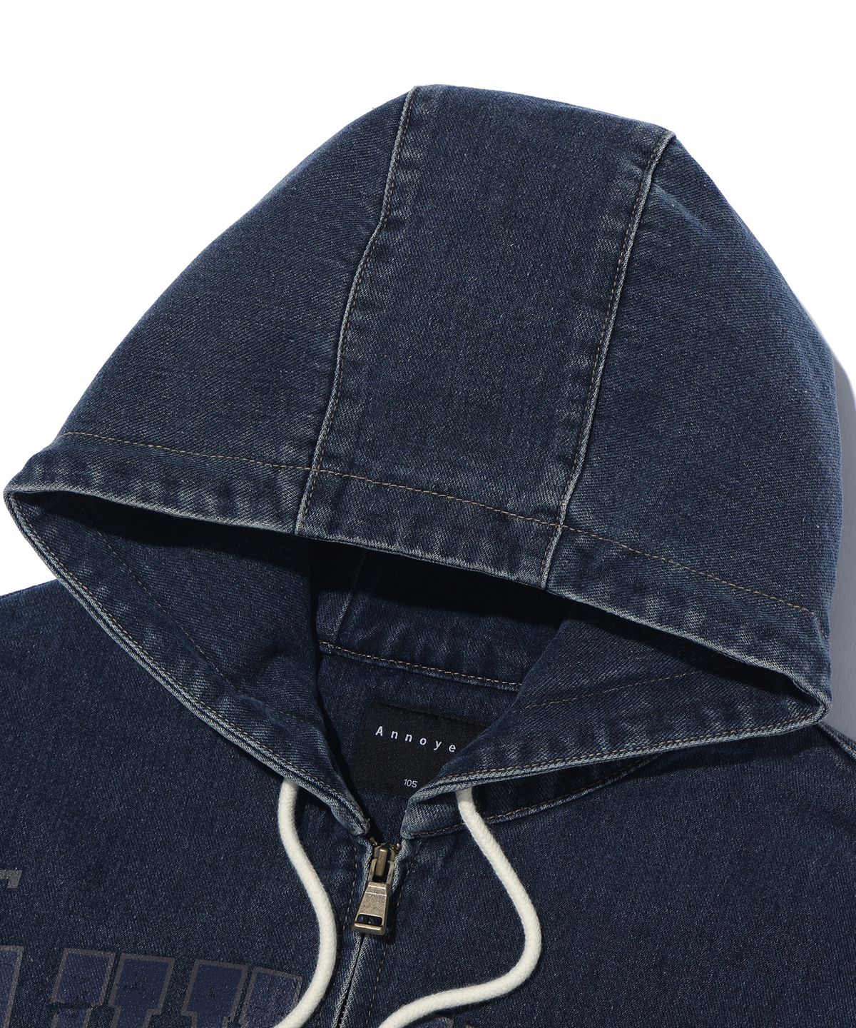 어노이드(ANNOYED) 데일리 데님 패딩 후드 집업 LQ1JU024_DARK INDIGO