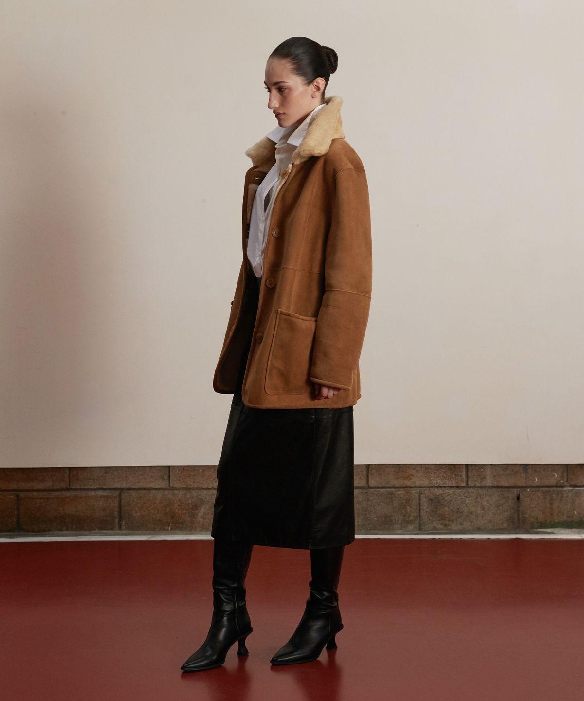 베르데마르(VERDEMAR) Shearling Suede half Coat_Sand Beige