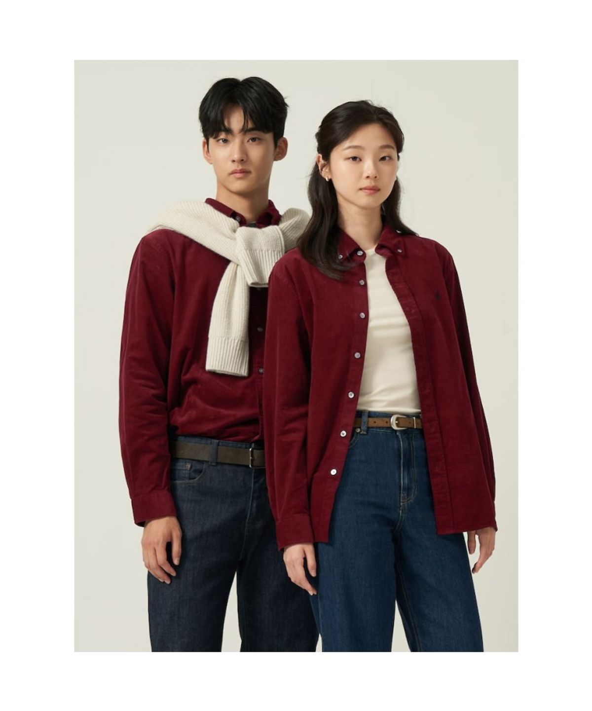 빈폴 멘(BEANPOLE MEN) 남녀공용 코듀로이 셔츠  레드