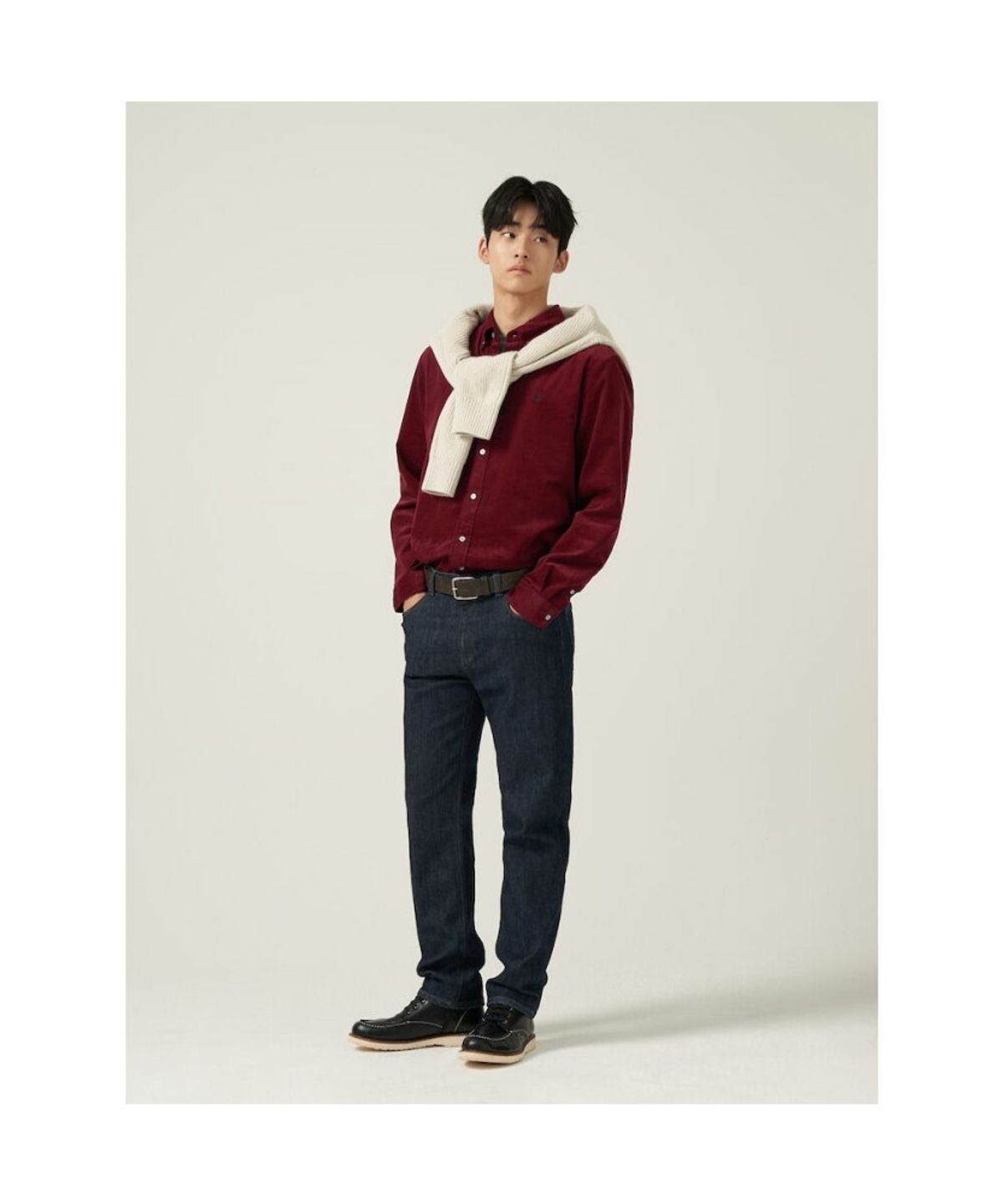 빈폴 멘(BEANPOLE MEN) 남녀공용 코듀로이 셔츠  레드