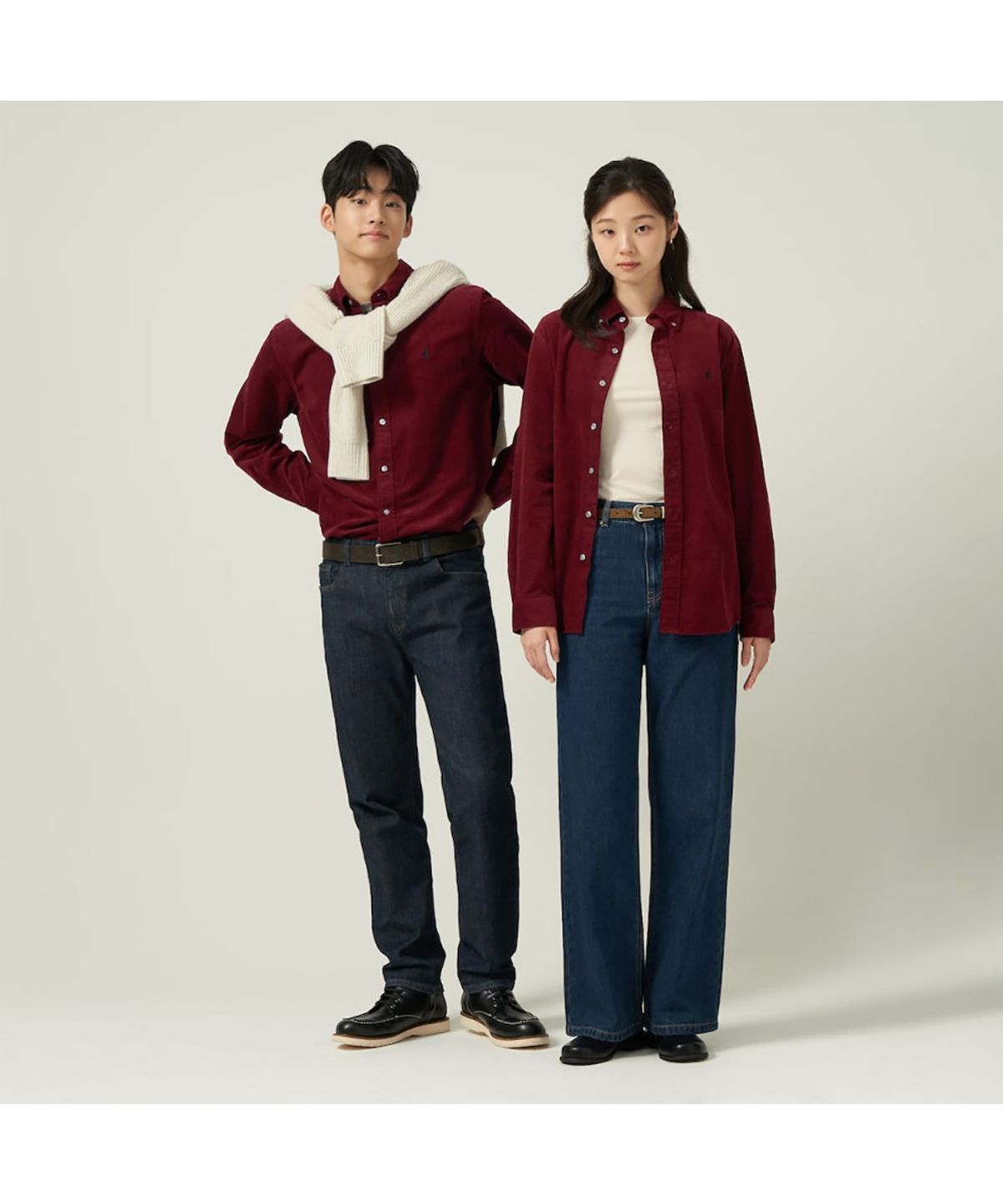빈폴 멘(BEANPOLE MEN) 남녀공용 코듀로이 셔츠  레드