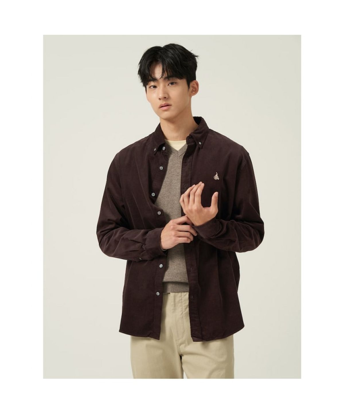 빈폴 멘(BEANPOLE MEN) 남녀공용 코듀로이 셔츠  브라운