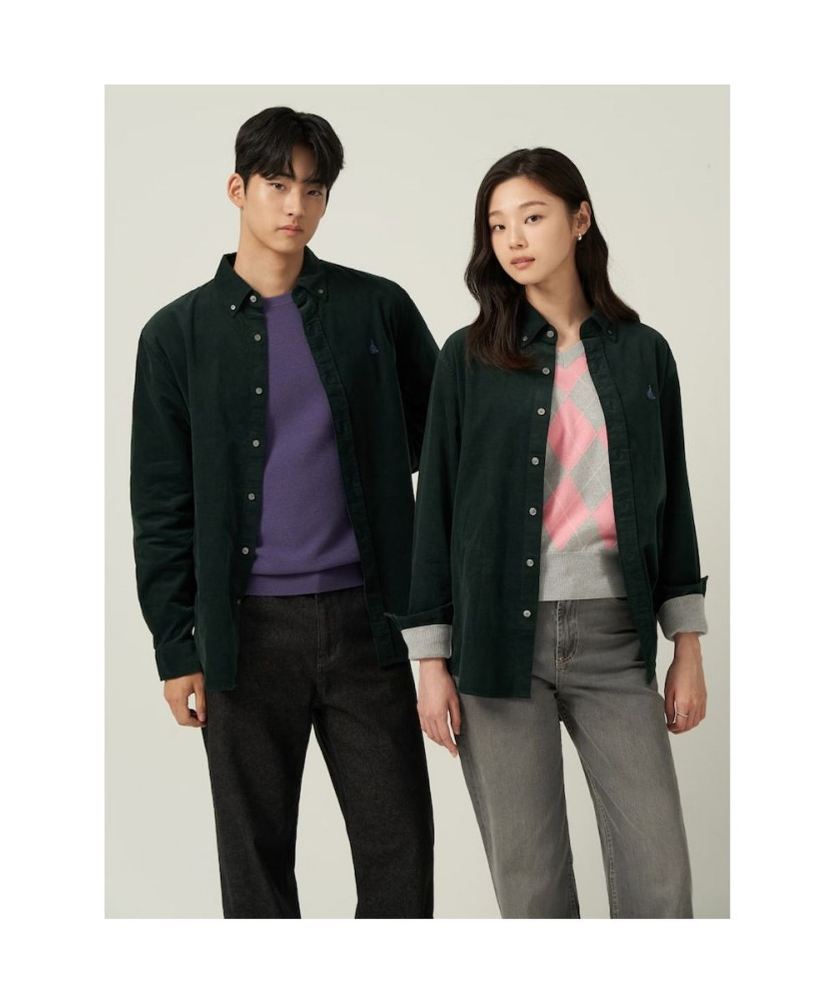 빈폴 멘(BEANPOLE MEN) 남녀공용 코듀로이 셔츠  그린