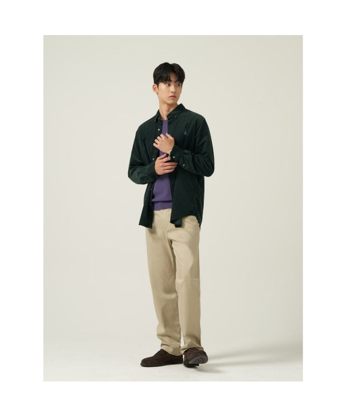 빈폴 멘(BEANPOLE MEN) 남녀공용 코듀로이 셔츠  그린