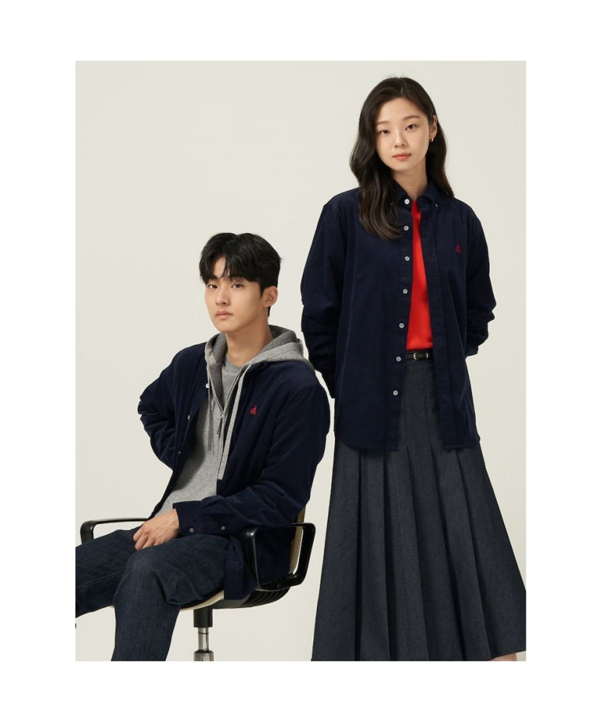 빈폴 멘(BEANPOLE MEN) 남녀공용 코듀로이 셔츠  네이비