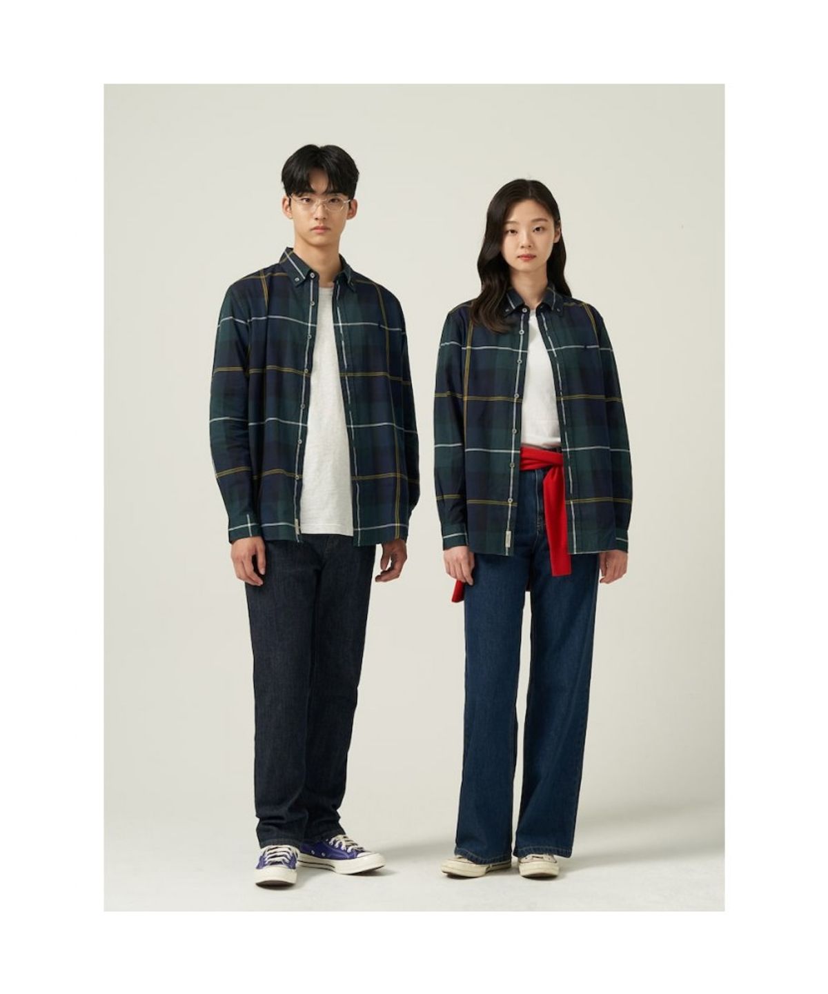 빈폴 멘(BEANPOLE MEN) [Essential] 남녀공용 플란넬 헤릿 체크 셔츠  그린