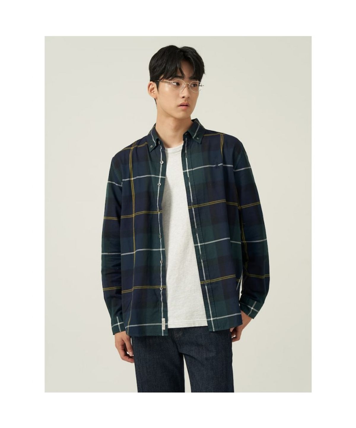 빈폴 멘(BEANPOLE MEN) [Essential] 남녀공용 플란넬 헤릿 체크 셔츠  그린