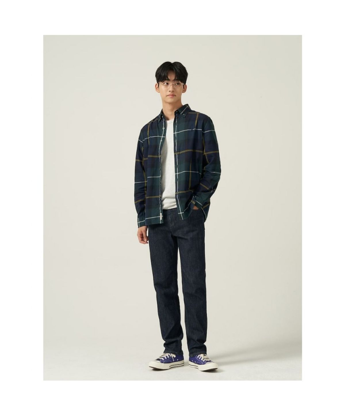 빈폴 멘(BEANPOLE MEN) [Essential] 남녀공용 플란넬 헤릿 체크 셔츠  그린