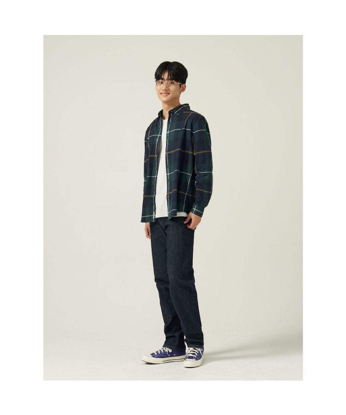 빈폴 멘(BEANPOLE MEN) [Essential] 남녀공용 플란넬 헤릿 체크 셔츠  그린