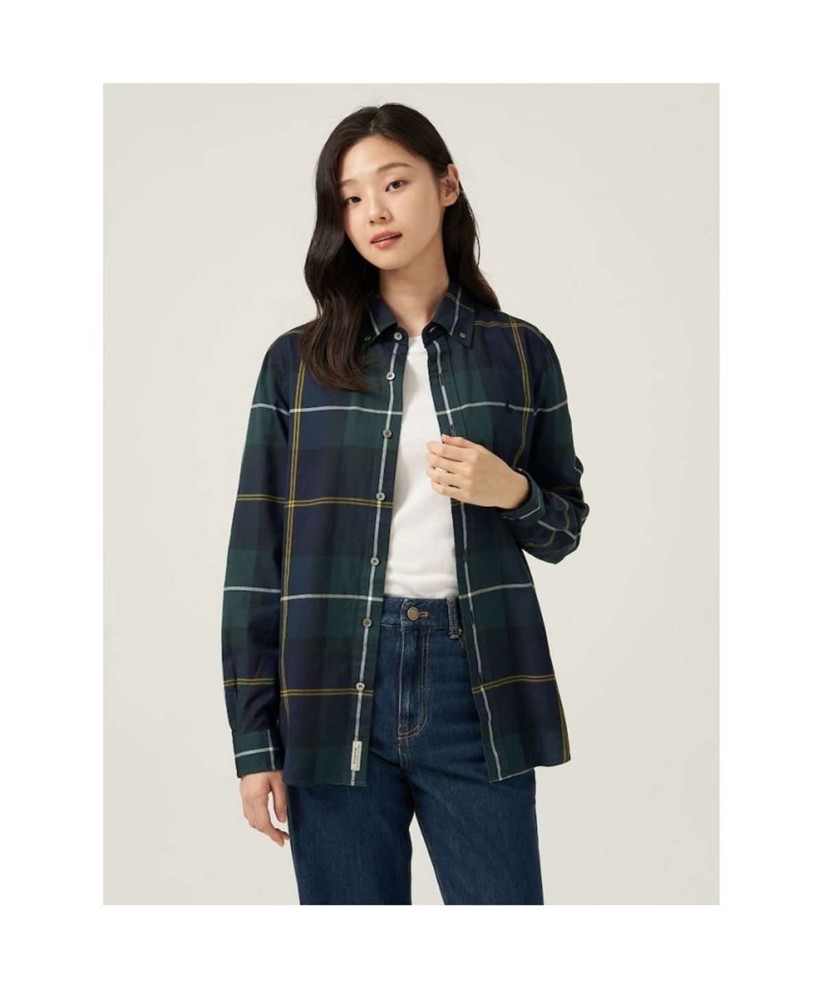 빈폴 멘(BEANPOLE MEN) [Essential] 남녀공용 플란넬 헤릿 체크 셔츠  그린