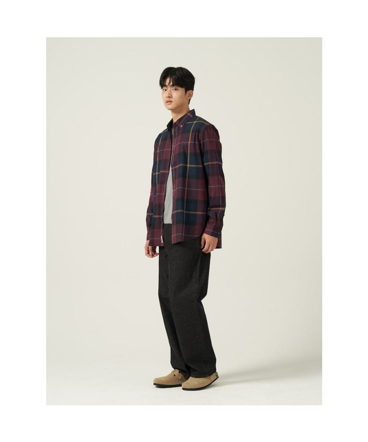 빈폴 멘(BEANPOLE MEN) [Essential] 남녀공용 플란넬 헤릿 체크 셔츠  와인