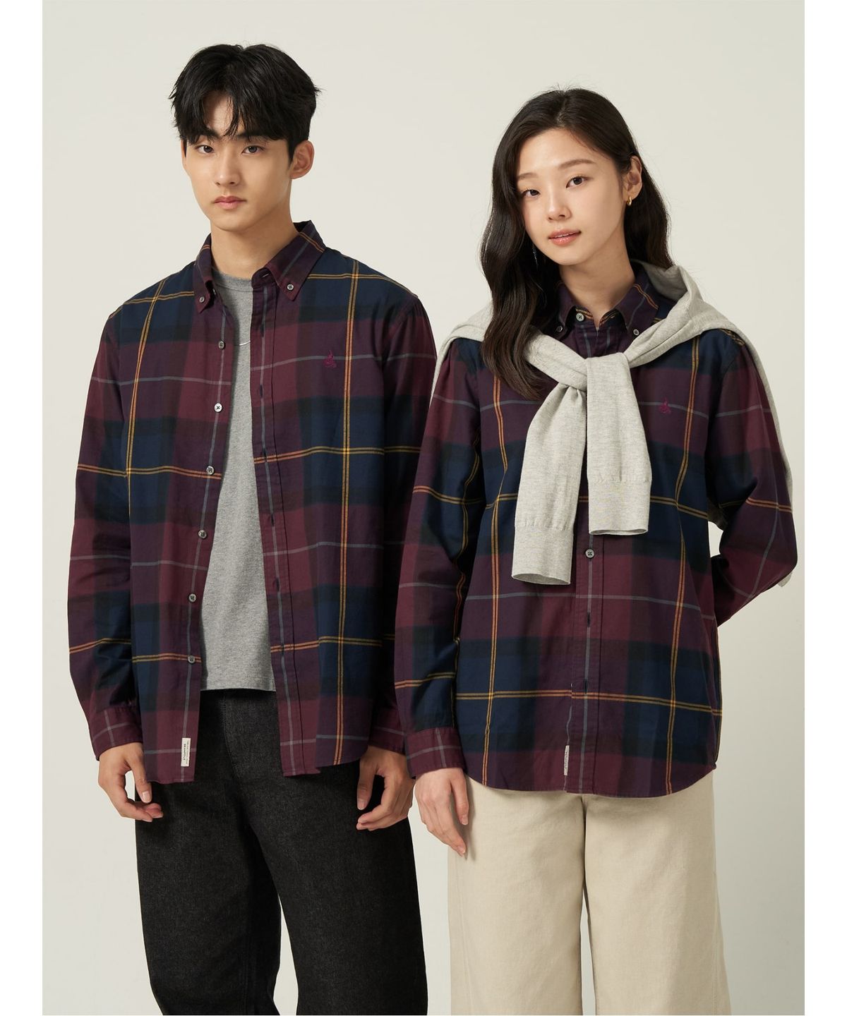 빈폴 멘(BEANPOLE MEN) [Essential] 남녀공용 플란넬 헤릿 체크 셔츠  와인