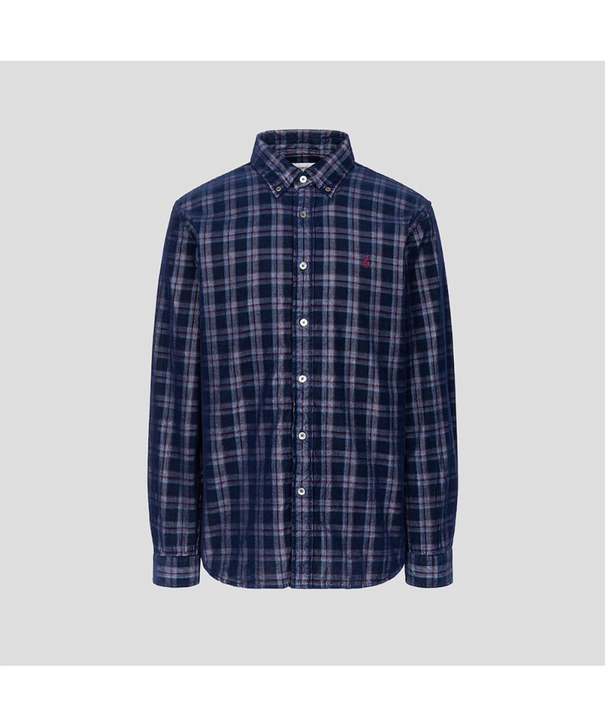 빈폴 멘(BEANPOLE MEN) 남녀공용 코듀로이 체크 셔츠  블루