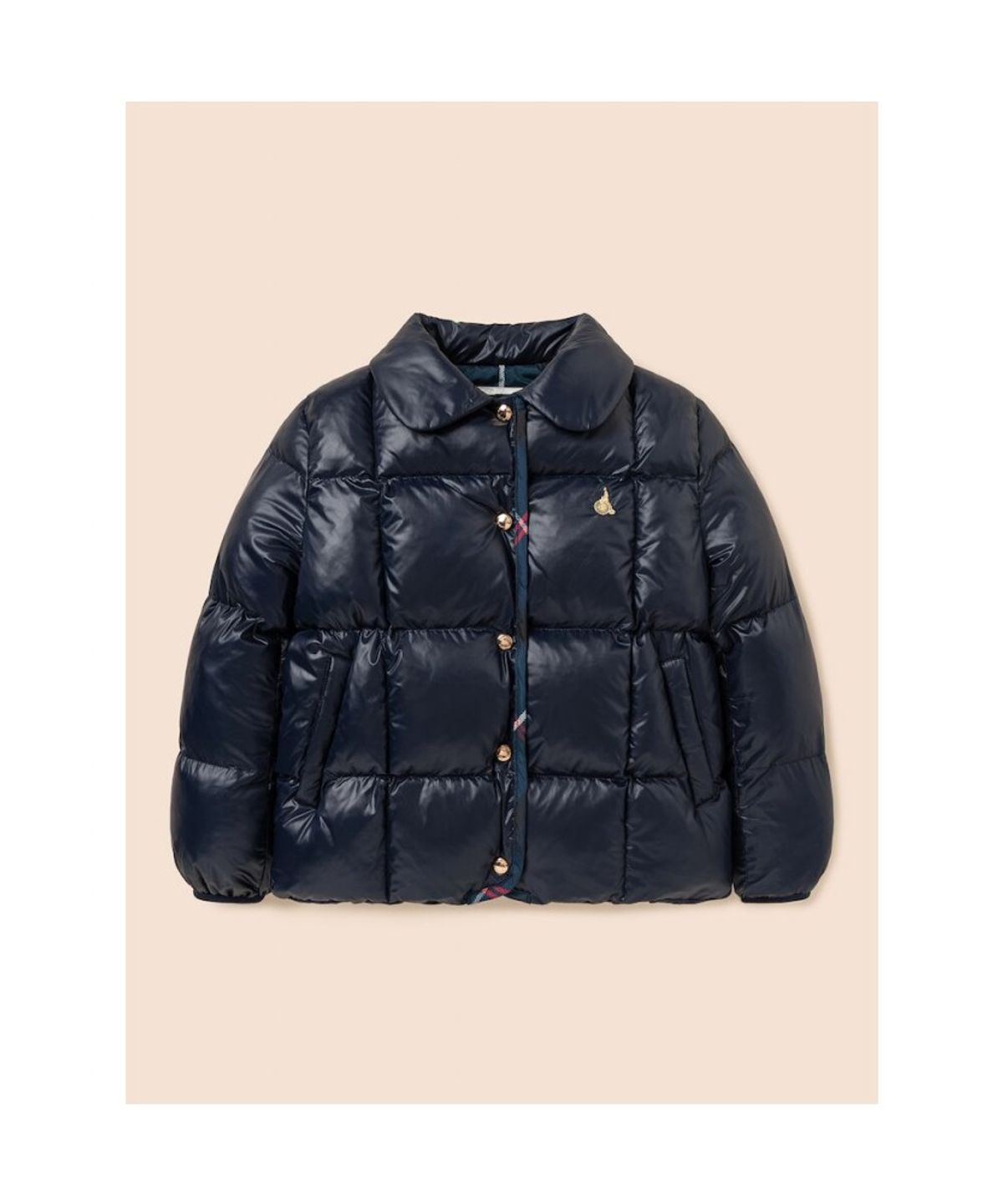 빈폴 키즈(BEANPOLE KIDS) 여아 체크 매치 경량 볼패딩  네이비 (BI5938G02R)