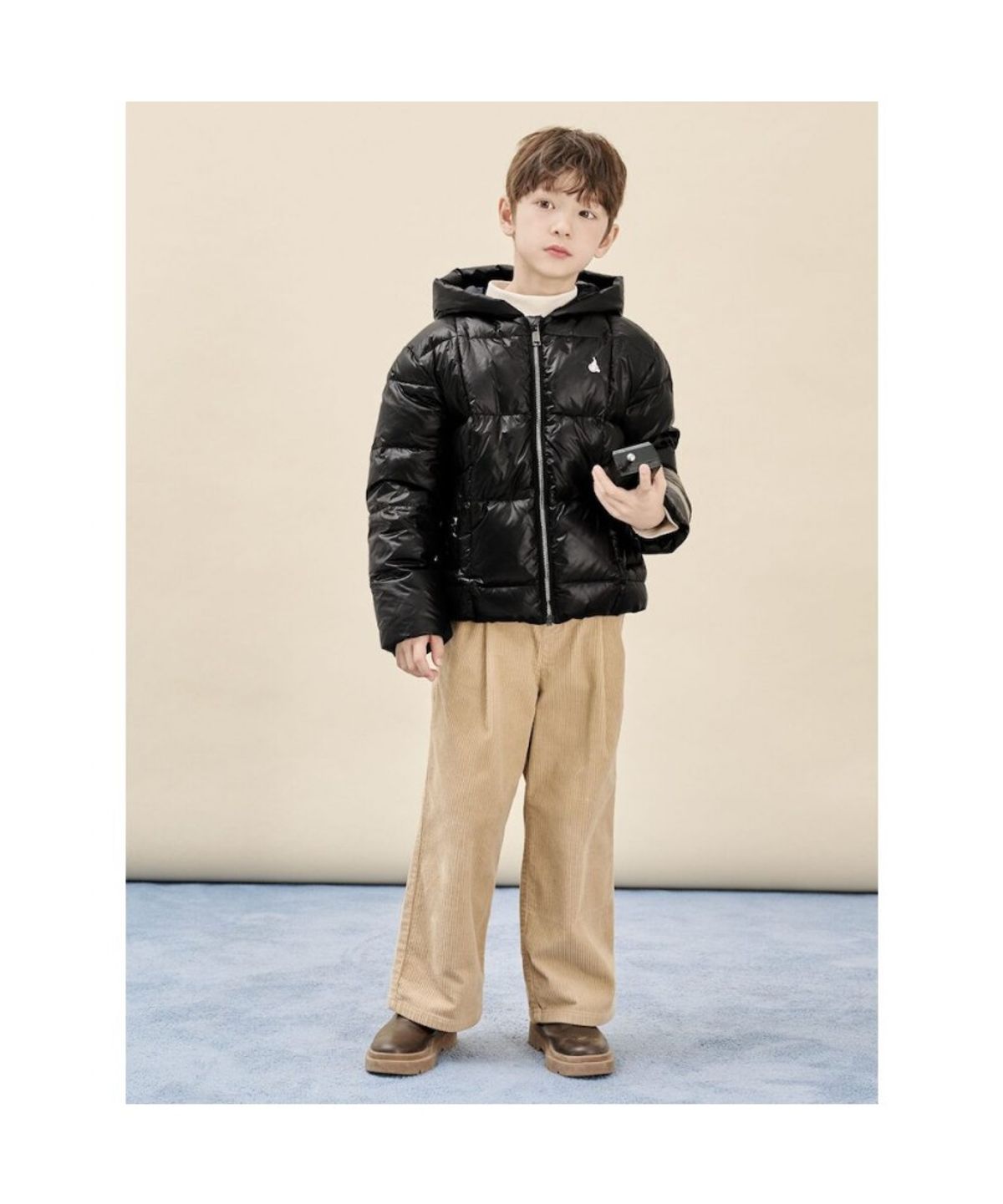 빈폴 키즈(BEANPOLE KIDS) 덕다운 체크 후드 경량 패딩  블랙 (BI5938U075)