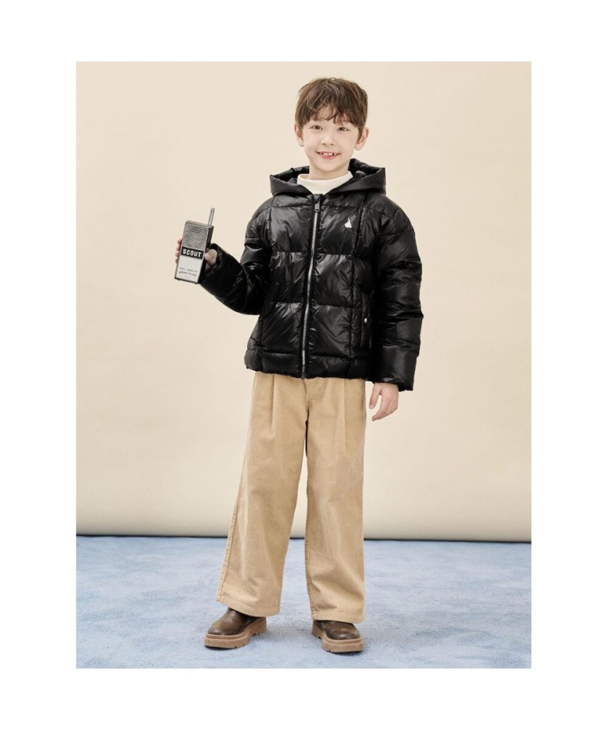 빈폴 키즈(BEANPOLE KIDS) 덕다운 체크 후드 경량 패딩  블랙 (BI5938U075)