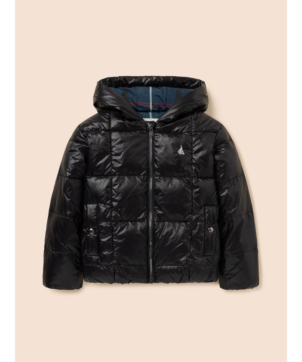 빈폴 키즈(BEANPOLE KIDS) 덕다운 체크 후드 경량 패딩  블랙 (BI5938U075)