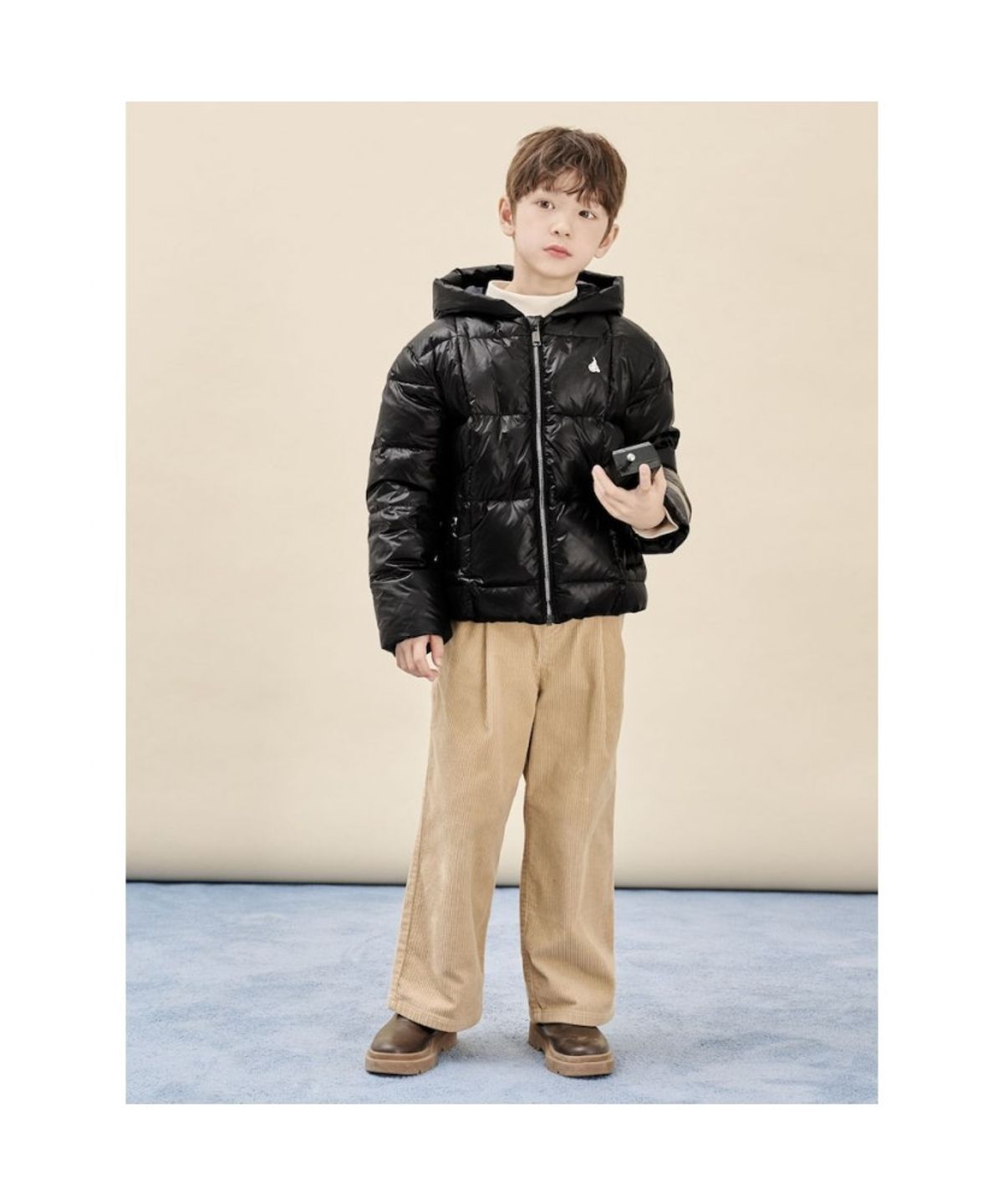 빈폴 키즈(BEANPOLE KIDS) 덕다운 체크 후드 경량 패딩  블랙 (BI5938U075)