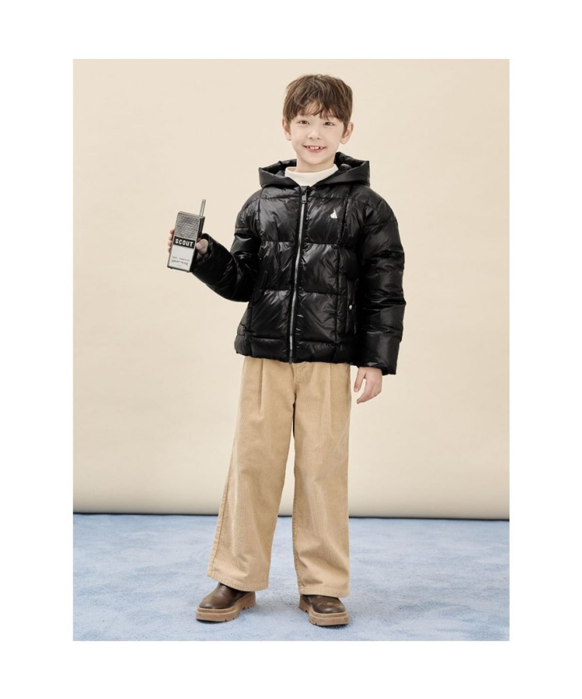 빈폴 키즈(BEANPOLE KIDS) 덕다운 체크 후드 경량 패딩  블랙 (BI5938U075)