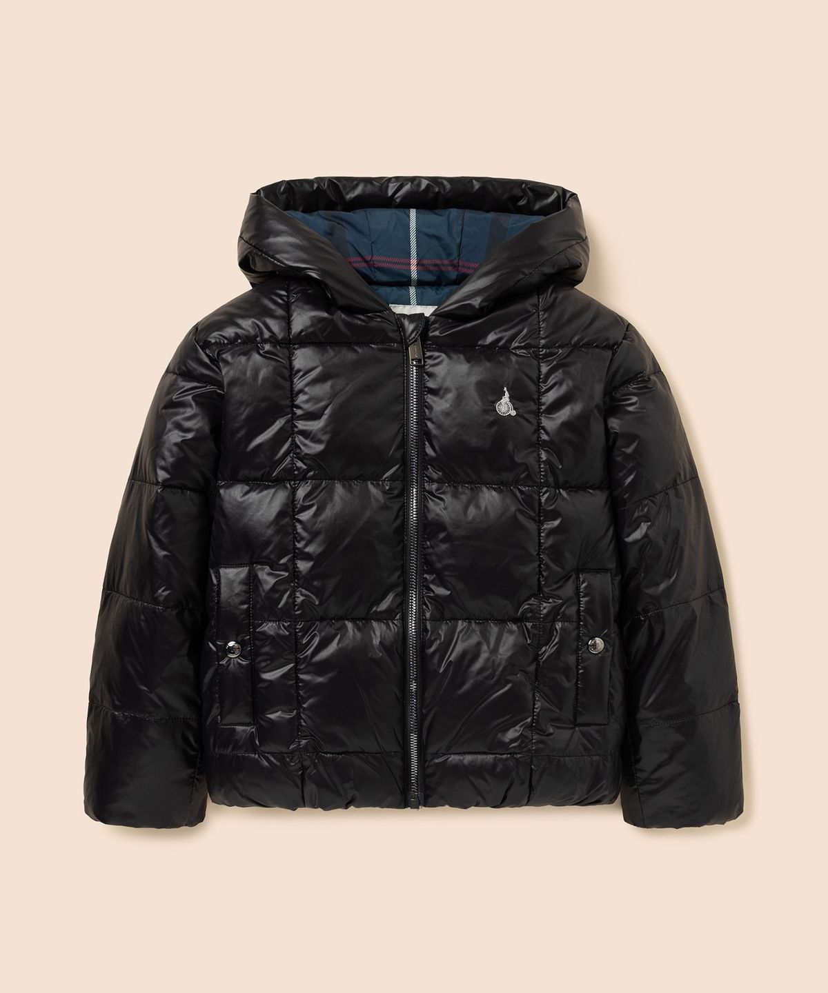 빈폴 키즈(BEANPOLE KIDS) 덕다운 체크 후드 경량 패딩  블랙 (BI5938U075)