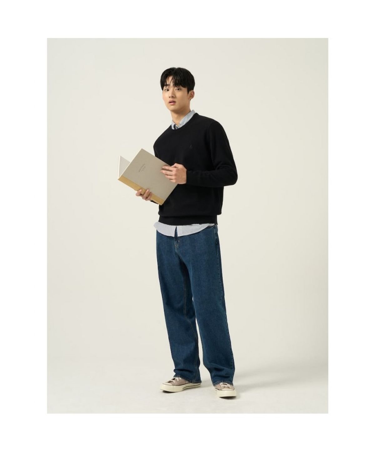 빈폴 멘(BEANPOLE MEN) 울 베이직 라운드 니트  블랙