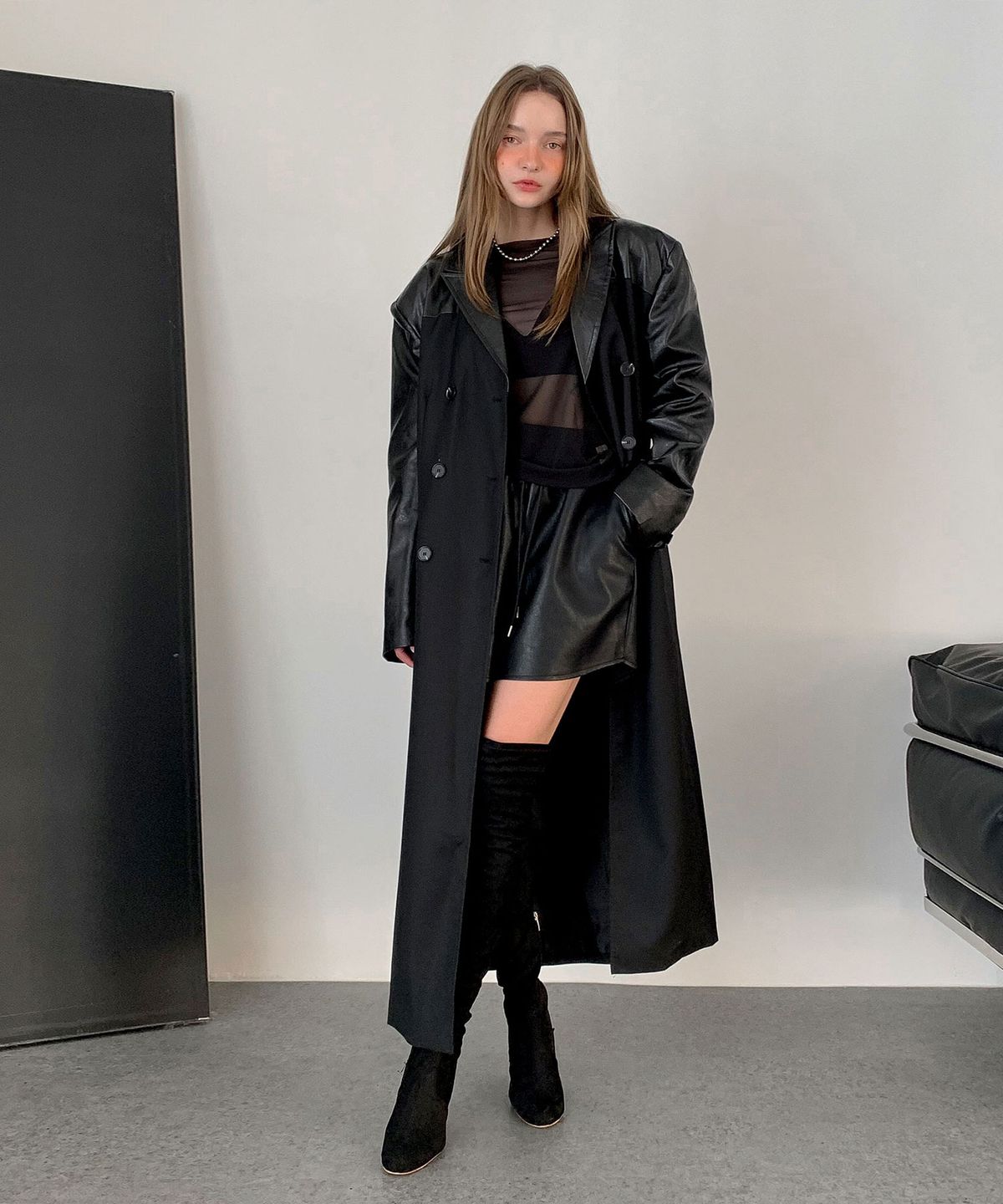 바스카라(VASCARA) Overfit Black Double Long Jacket
