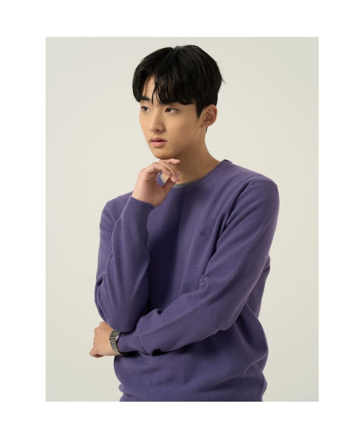 빈폴 멘(BEANPOLE MEN) 울 베이직 라운드 니트  퍼플