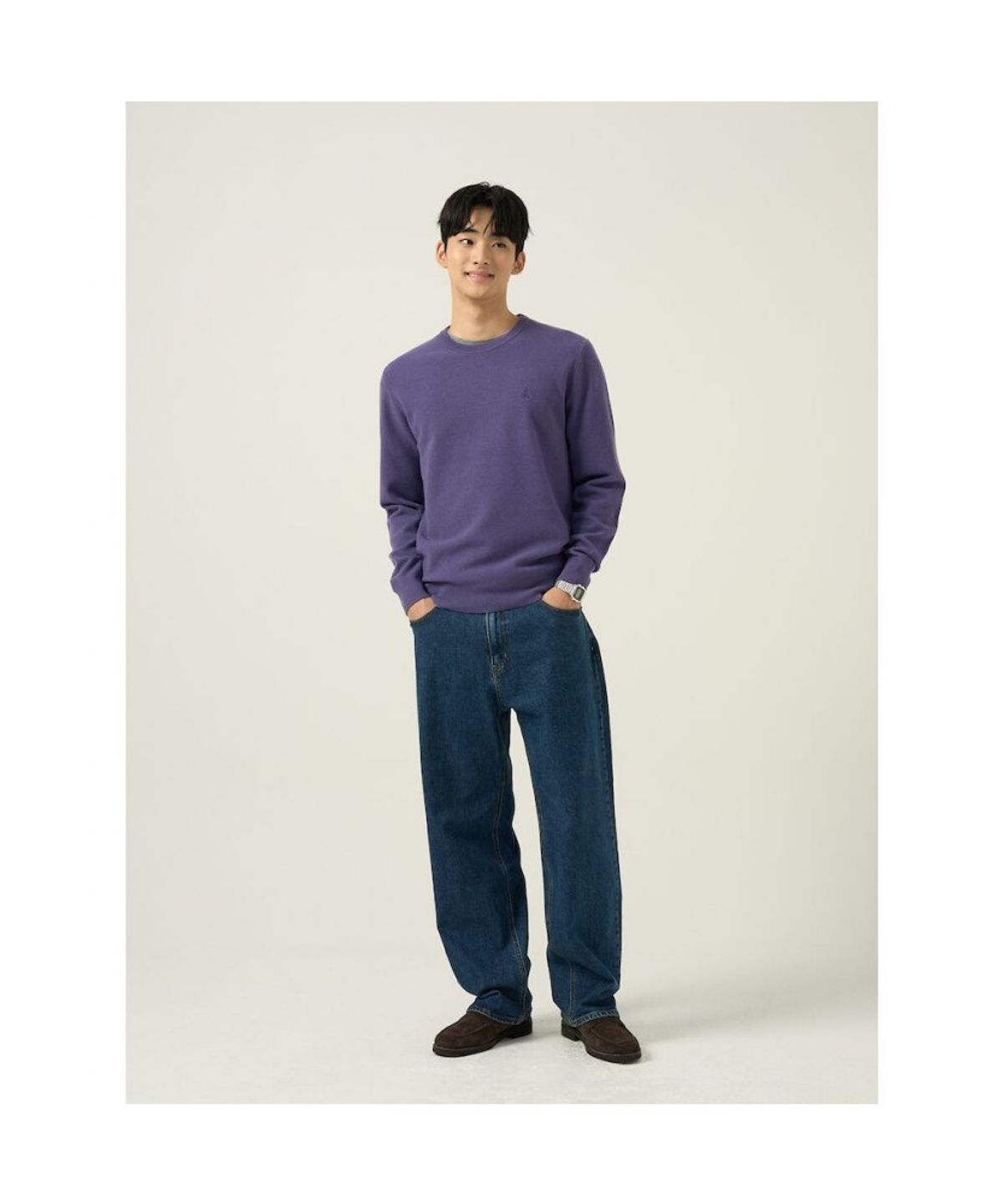 빈폴 멘(BEANPOLE MEN) 울 베이직 라운드 니트  퍼플