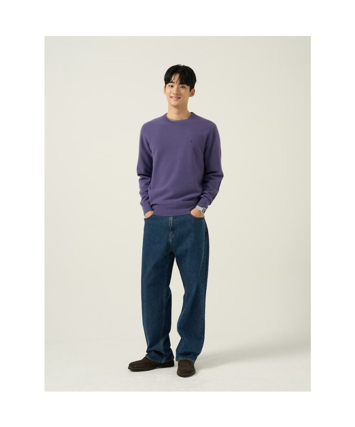 빈폴 멘(BEANPOLE MEN) 울 베이직 라운드 니트  퍼플