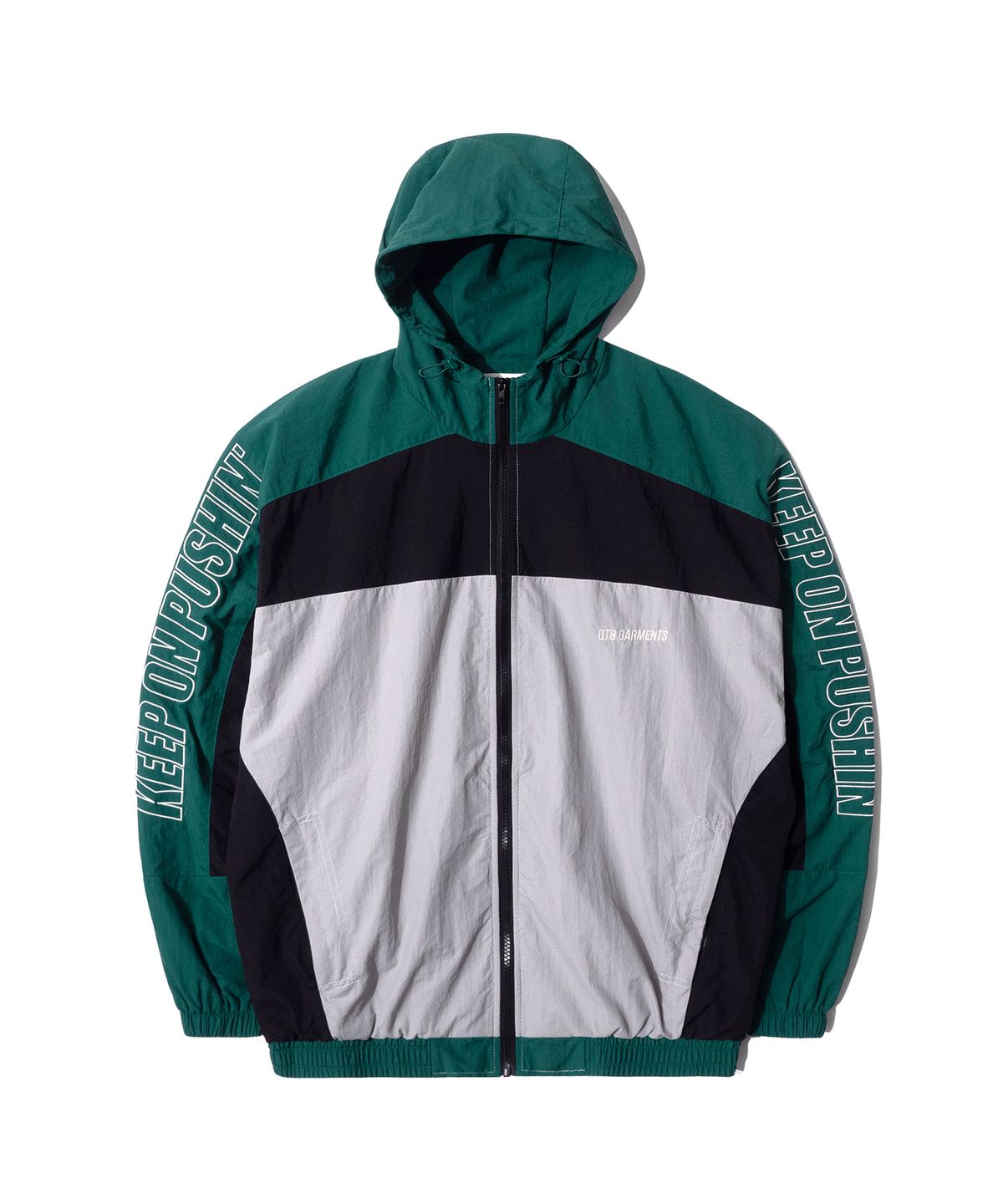 큐티에잇 가먼츠(QT8 GARMENTS) LB Retro Hooded Track Jacket (Green/Black)
