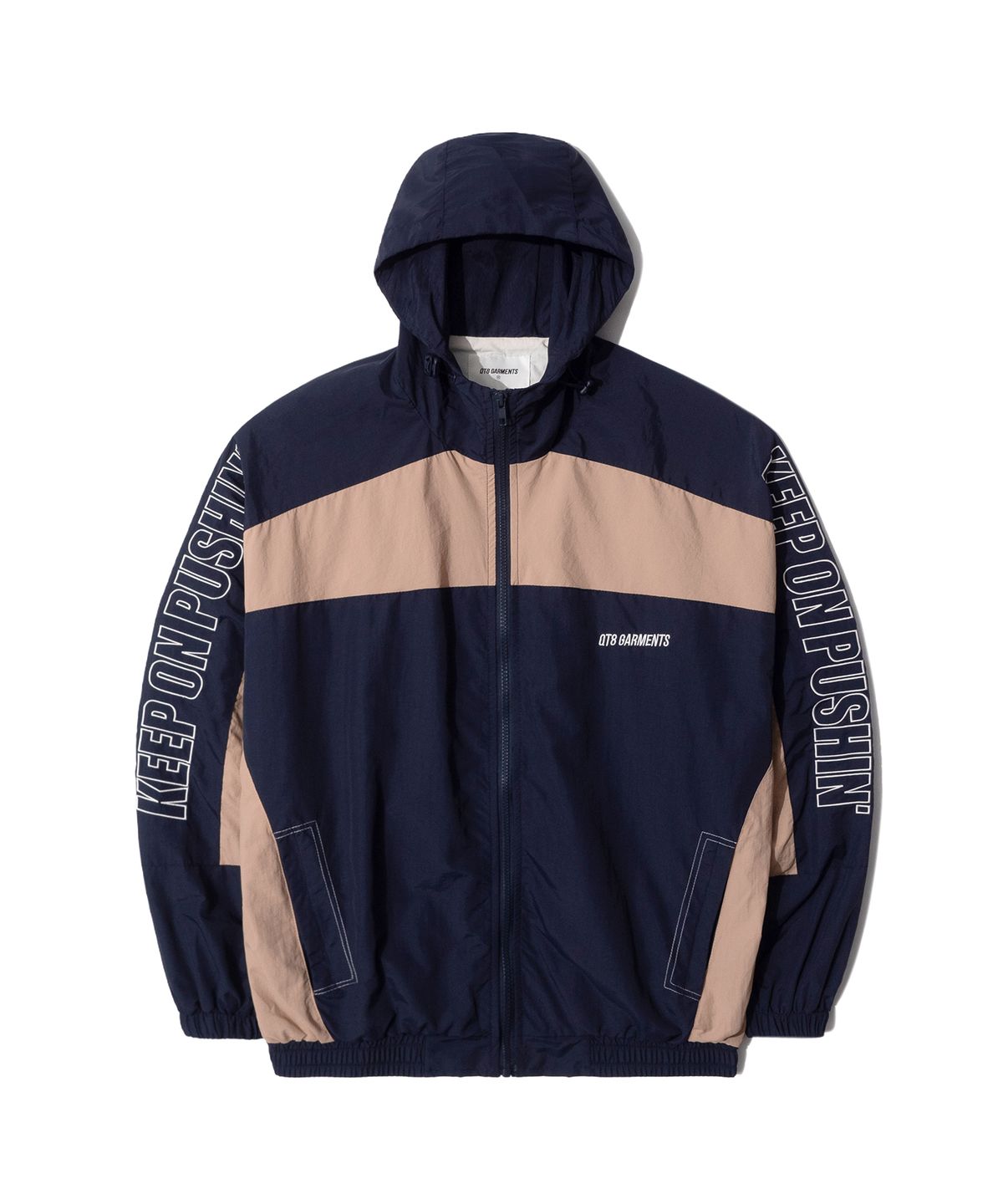 큐티에잇 가먼츠(QT8 GARMENTS) LB Retro Hooded Track Jacket (Navy/Beige)
