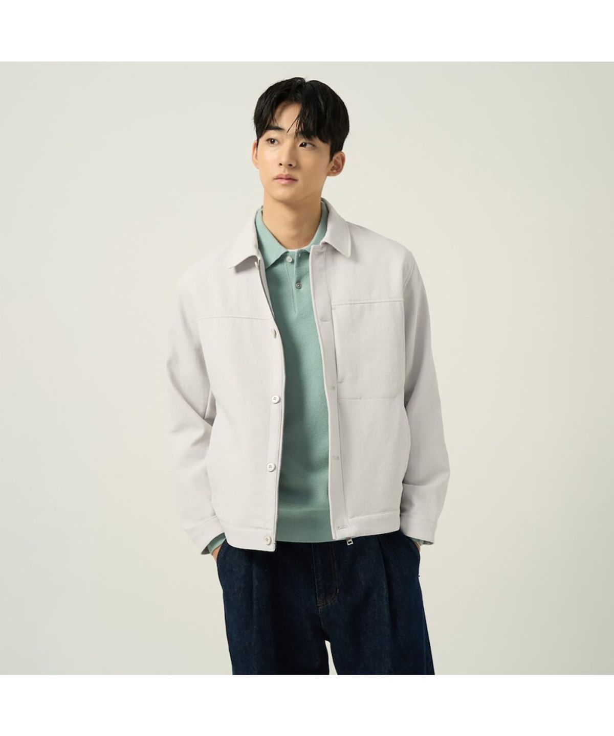 빈폴 멘(BEANPOLE MEN) 트윌 밴딩 트러커 재킷  아이보리