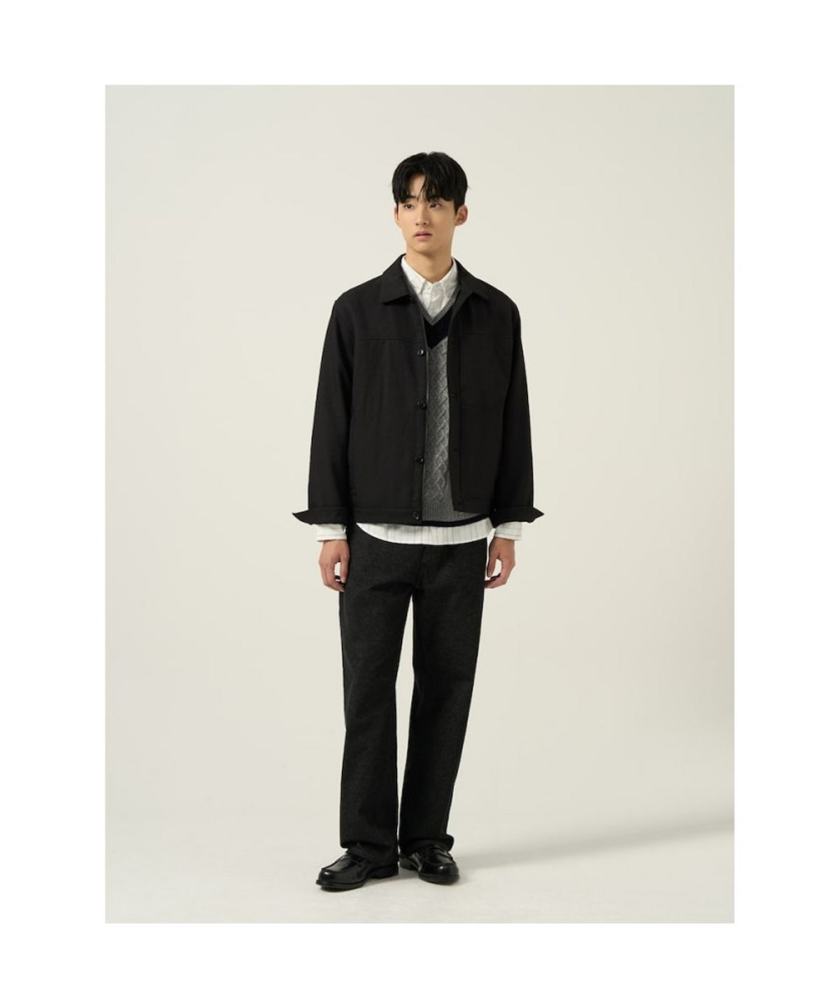 빈폴 멘(BEANPOLE MEN) 트윌 밴딩 트러커 재킷  블랙