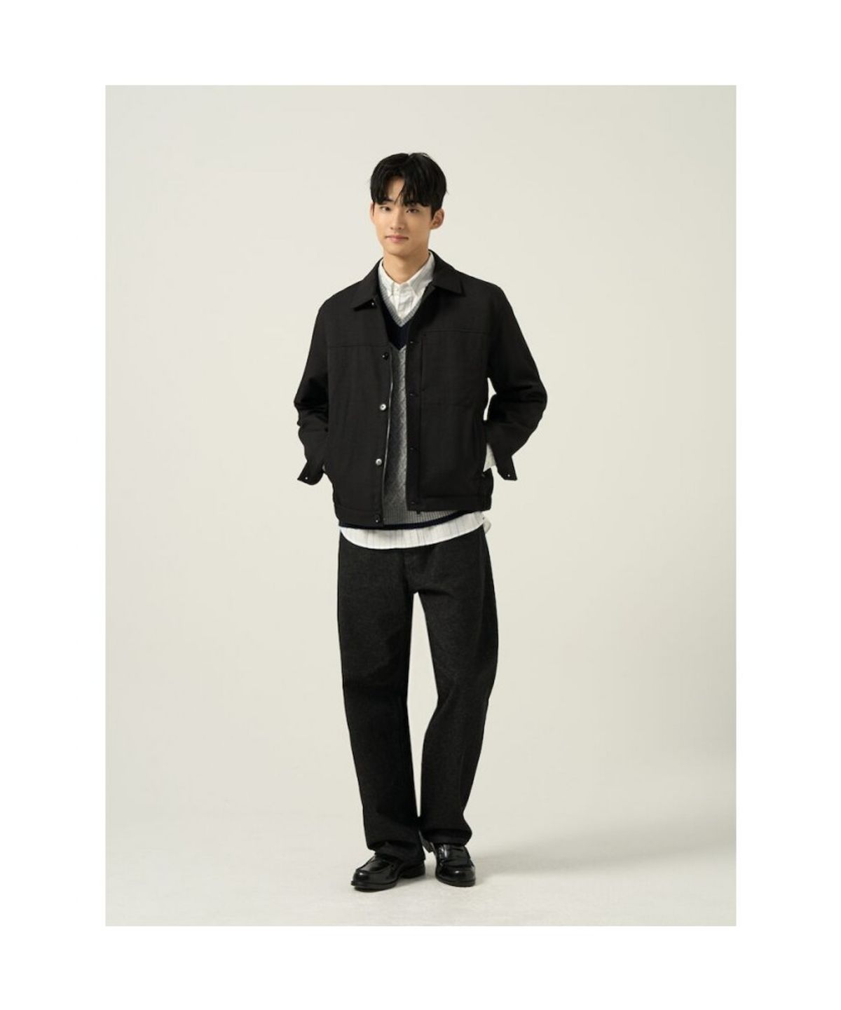 빈폴 멘(BEANPOLE MEN) 트윌 밴딩 트러커 재킷  블랙