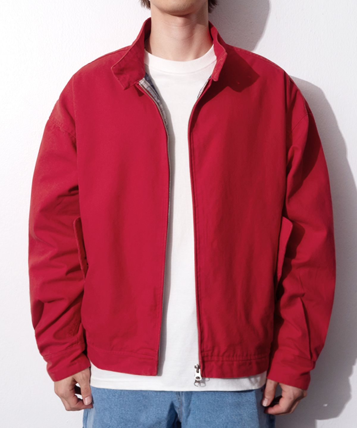 큐티에잇 가먼츠(QT8 GARMENTS) LB Washed Oxford Harrington Jacket (Red)