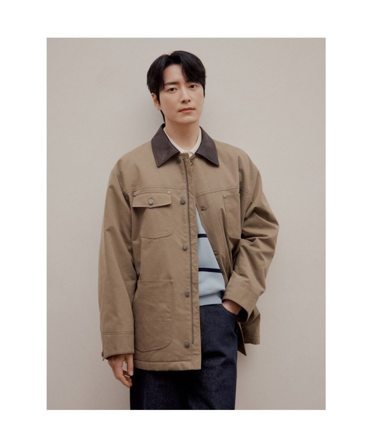 빈폴 멘(BEANPOLE MEN) 레더 칼라 필드 재킷  베이지