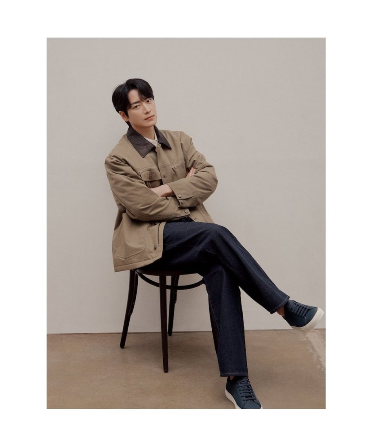 빈폴 멘(BEANPOLE MEN) 레더 칼라 필드 재킷  베이지