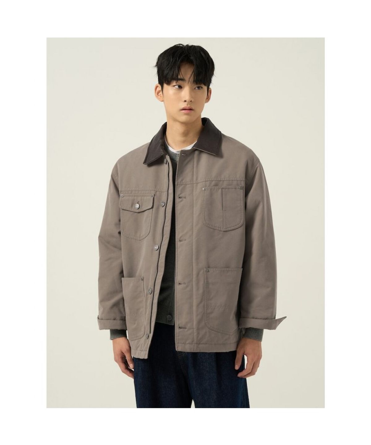 빈폴 멘(BEANPOLE MEN) 레더 칼라 필드 재킷  베이지