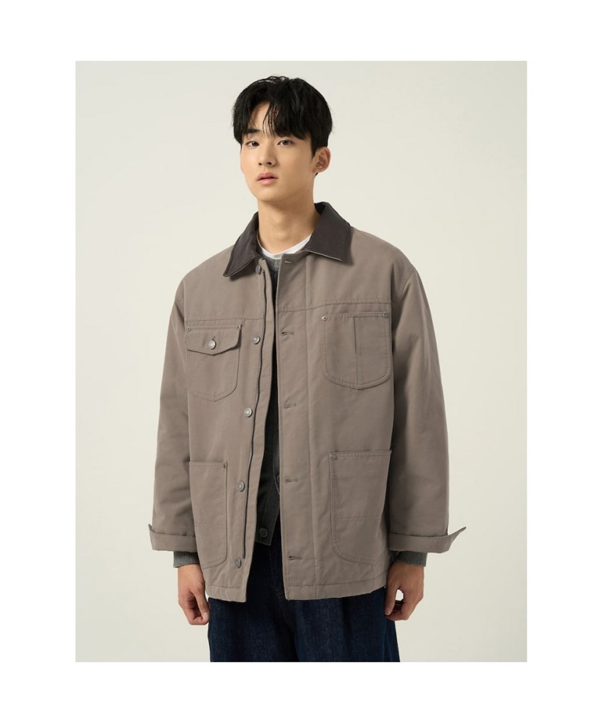 빈폴 멘(BEANPOLE MEN) 레더 칼라 필드 재킷  베이지