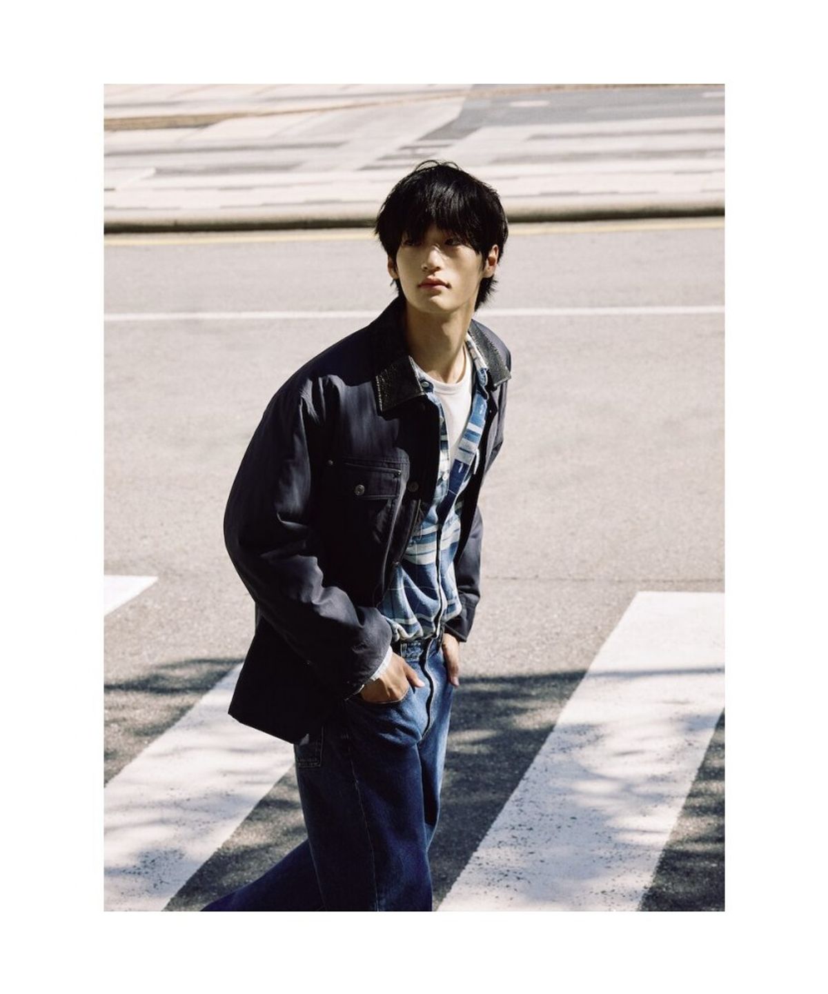 빈폴 멘(BEANPOLE MEN) 레더 칼라 필드 재킷  네이비