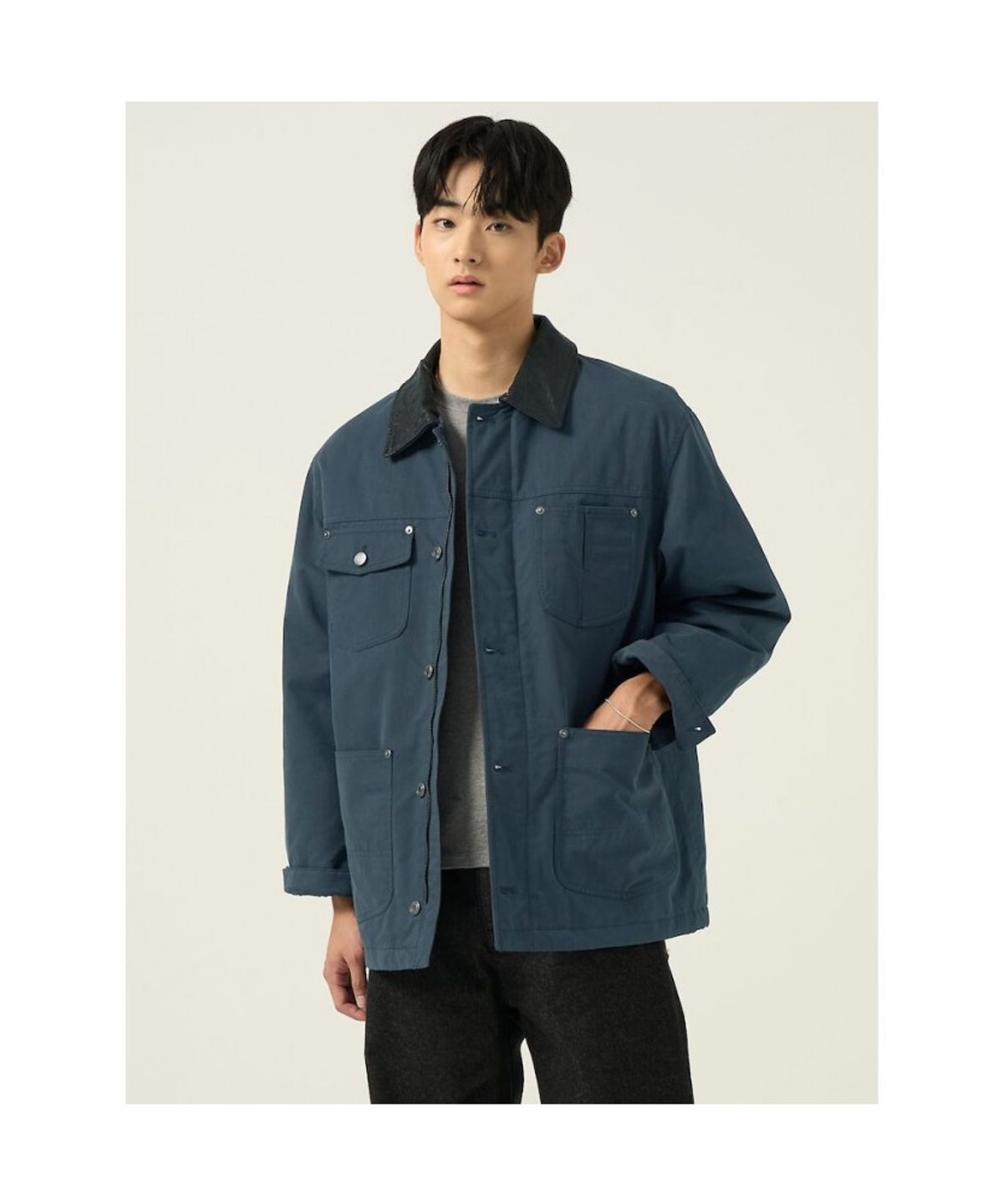 빈폴 멘(BEANPOLE MEN) 레더 칼라 필드 재킷  네이비