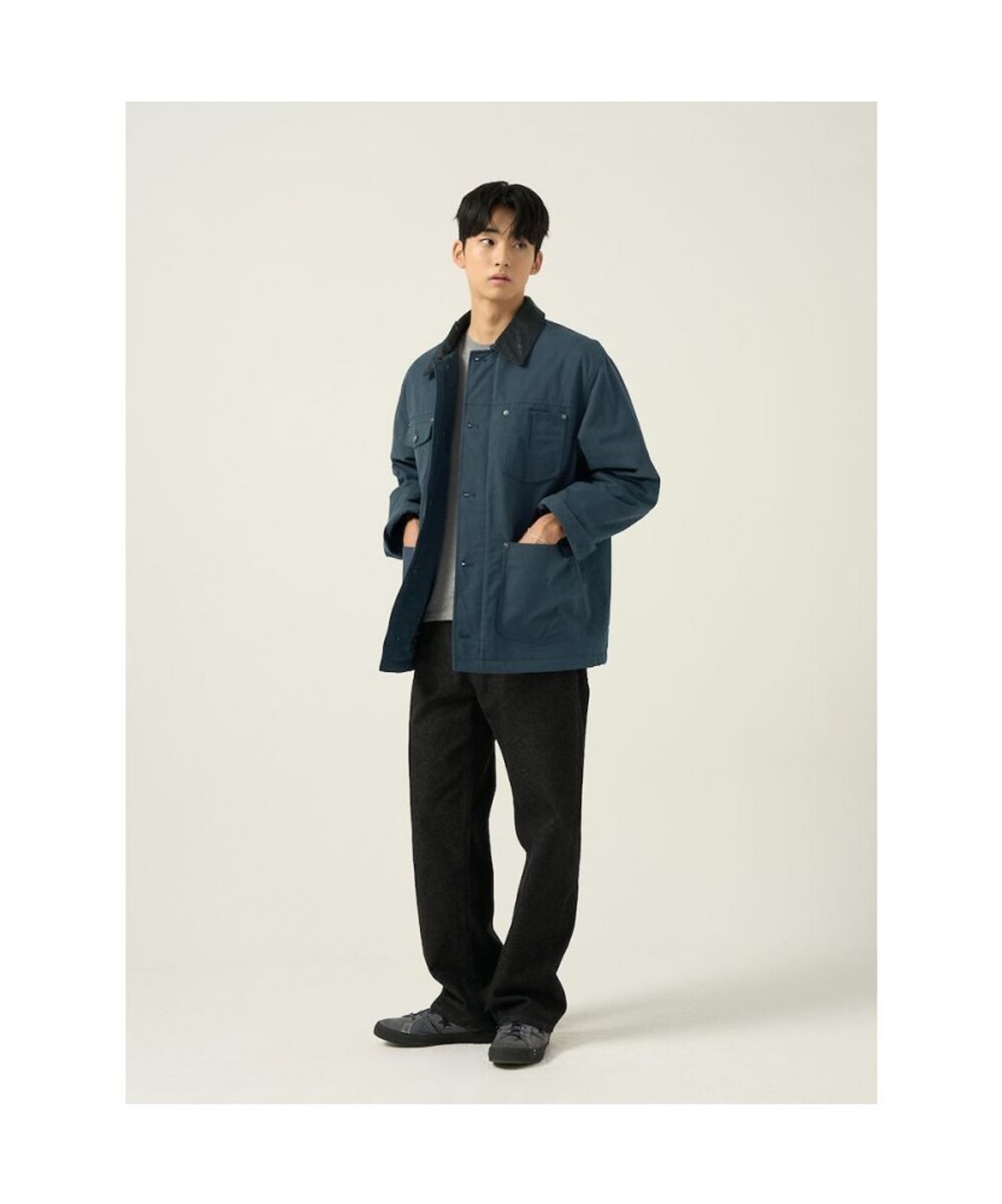 빈폴 멘(BEANPOLE MEN) 레더 칼라 필드 재킷  네이비