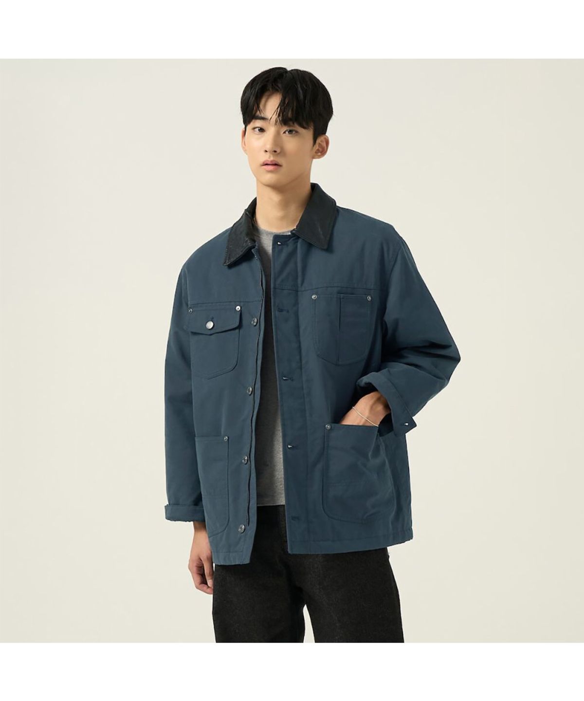 빈폴 멘(BEANPOLE MEN) 레더 칼라 필드 재킷  네이비