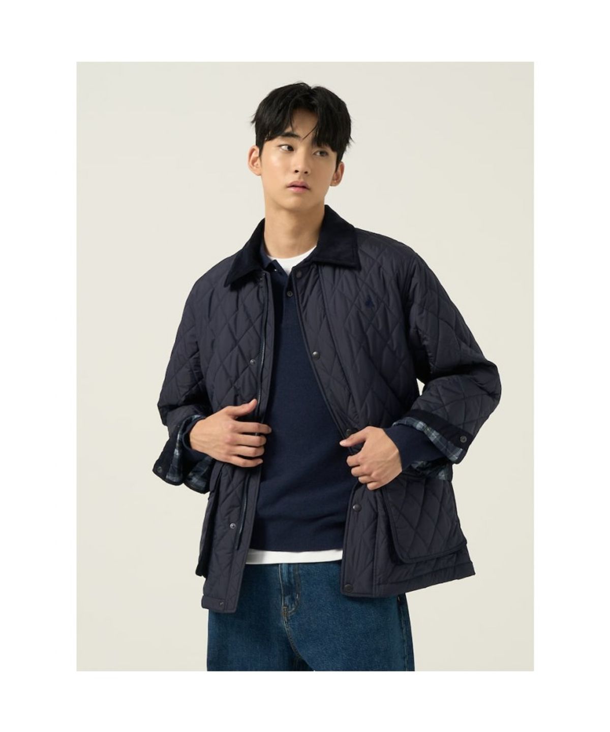 빈폴 멘(BEANPOLE MEN) 다이아 패딩 사파리  네이비