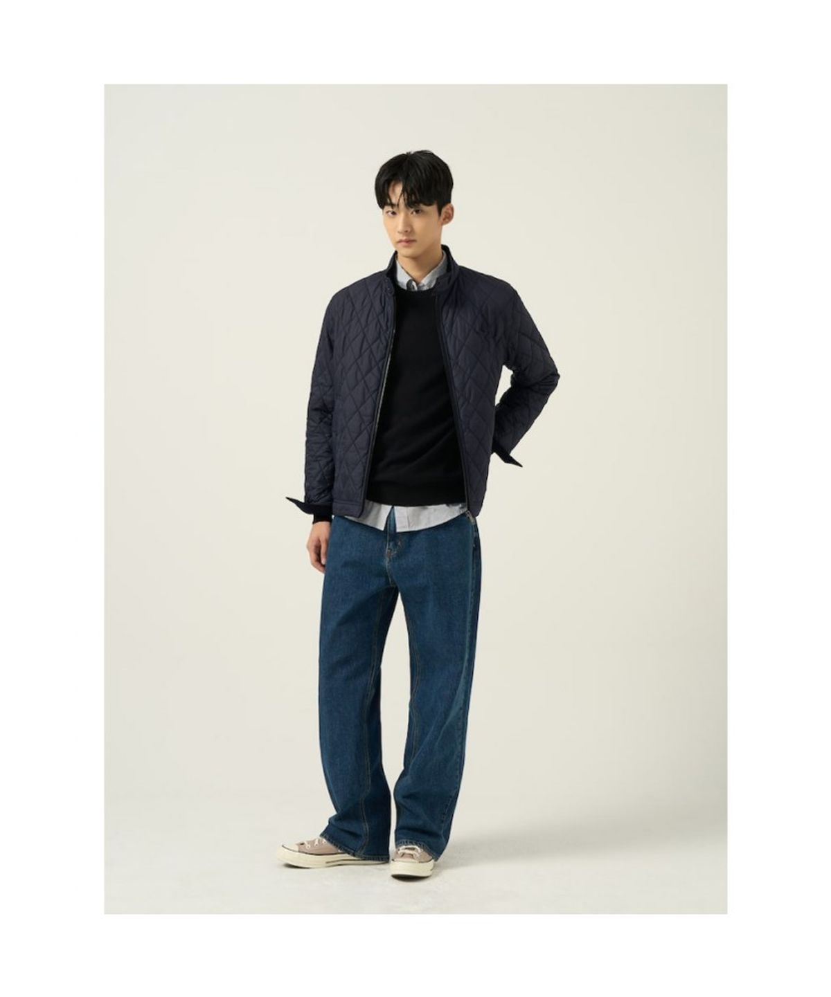 빈폴 멘(BEANPOLE MEN) [Essential] 다이아 패딩 해링턴 재킷  블랙
